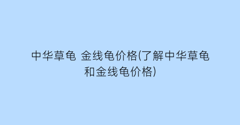 中华草龟 金线龟价格(了解中华草龟和金线龟价格)